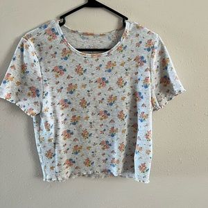 American Eagle XL crop top floral knit tank grey juniors